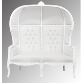 Porters Double Chair - La Dome - French White Frame and White Faux Leather